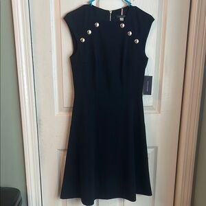 Tommy Hilfiger Black Sheath Mini Dress Sleeveless Crew Neck